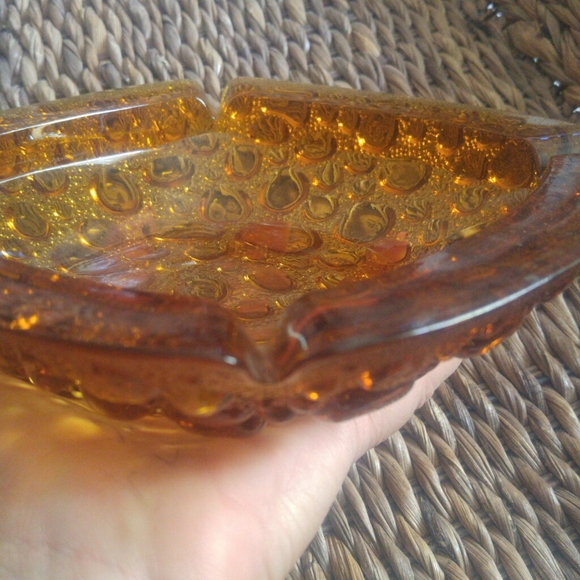 MCM Amber Bubble Vintage Ashtray - Picture 3 of 10